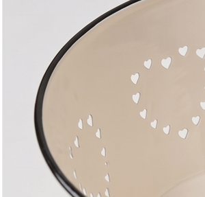 Modern White Enamel Colander With Heart Cutouts And Black Handles Durable Kitchen Strainer For <b>Vegetables</b> And Pasta - Product Image 2