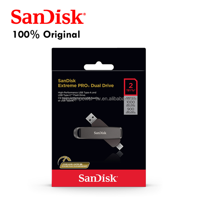 100% Original SanDisk Extreme PRO Type-A and USB Type-C Flash Dual Drive SDDDE1-2T00-G46