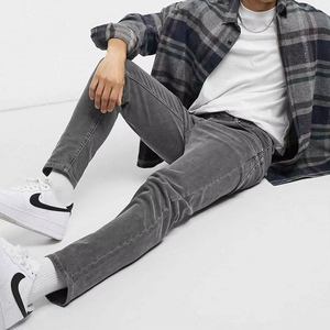 Pure Denim Light Wash Casual Solid Custom Logo Straight-leg <b>Jeans</b> <b>Men</b> with Button Wholesale - Product Image 4
