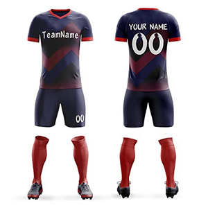 Conjunto de Camiseta de Fútbol Unisex Personalizada, Manga Corta, Estampado Geométrico Sublimado, Secado Rápido, Antibacteriano, Transpirable, Poliéster - Product Image 3