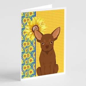 Tournesols d'été Chocolat Chihuahua Lunatique A7 Taille 5x7 Pack 8 Cartes de Vœux vierges Enveloppes Cartes de Note pour Spécial - Product Image 1