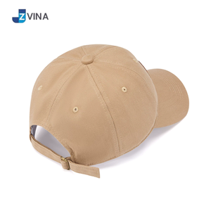 JZVINA Baseball <b>Cap</b> 6-Panel Cotton 3D Embroidery Custom Logo Button Adjustable Unisex Casual <b>Hat</b> Beige Canvas Fabric - Product Image 2