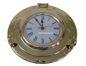 Horloge murale nautique en laiton massif décoration murale à hublot de 12 pouces pour cadeaux d'affaires avec horloge murale à thème ange et logo - Product Image 5