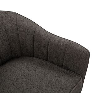 Fauteuil d'appoint moderne du milieu du siècle, 1 pièce, tissu chenille couleur anthracite, dossier capitonné, pieds en bois brun massif - Product Image 4