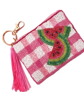 <b>Multi</b> Colour Striped Embroidered XOXO Coin Purse Zipper Wallet Travel Use For Everyday Use Gifting Parties Fashion Accessory - Product Image 3