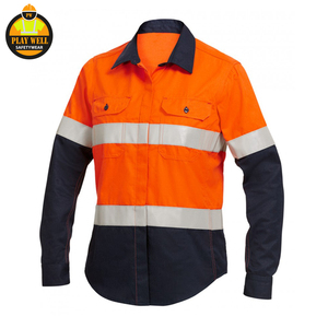 Camiseta de Seguridad de Alta Visibilidad Naranja para Hombre, Camisetas de Construcción 100% Poliéster Reflectantes de Manga Larga, Ropa de Trabajo - Product Image 4