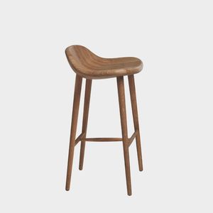 Sculpted Saddle Teak <b>Wood</b> Barstool Backless Counter Chair with Contoured Organic Scoop Seat - Product Image 1