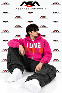 Sweat-shirt à capuche zippé surdimensionné pour homme, style streetwear, avec impression graphique personnalisée, effet vieilli et détails en strass - Product Image 5