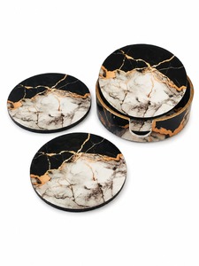 Premium Classic Eco-Friendly MDF Enamel Coaster Set with Durable Finish for Everyday Dining Table and Office <b>Desk</b> Protection - Product Image 4