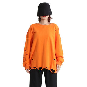 Sweat-shirts courts d'hiver personnalisés à épaules tombantes en maille respirante en molleton de coton pour femme - Style streetwear - Product Image 1
