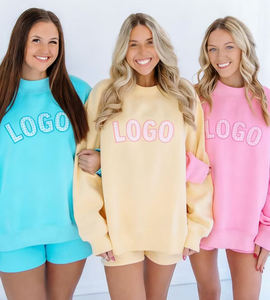 Sudadera Transpirable Estilo Universitario con Cuello Alto, Tejido de Felpa, Letras Bordadas en el Pecho para Mujer - Product Image 1