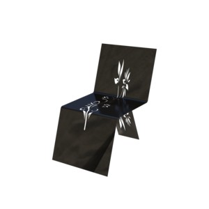 Chaise en métal géométrique contemporaine avec finition brillante et motif botanique élégant - Product Image 6