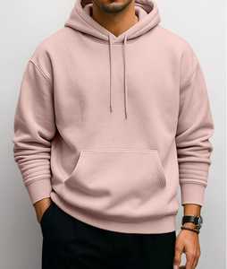 <b>Men's</b> Winter Solid Beige <b>Grey</b> Lavender Fleece Pullover Hoodie Kangaroo Pocket Drawstring Casual Hooded <b>Sweatshirt</b> 100% Cotton - Product Image 2