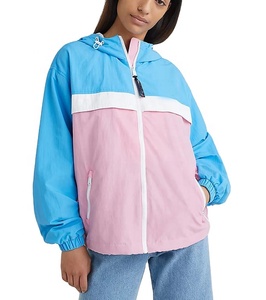 Chaqueta Cortavientos Ligera con Capucha, Estilo Moderno, para Mujer, Tallas Grandes, Diseño de Bloques de Color - Product Image 1