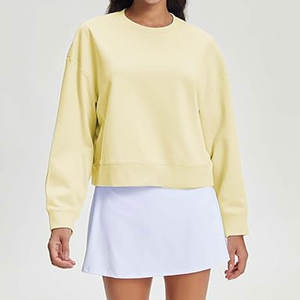 Sudaderas Cortas para Mujer, de Algodón, Manga Larga, Cuello Redondo, Suéter Holgado, Informal, Cómodo y Acogedor - Product Image 3