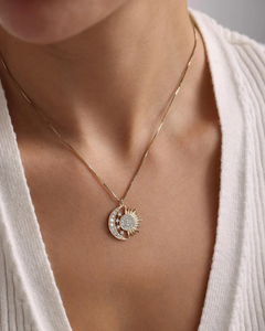Collier pendentif soleil et lune en moissanite, argent sterling 925, pendentif en moissanite et autres bijoux en diamant - Product Image 4
