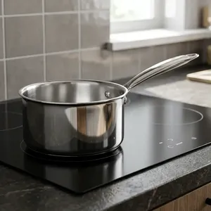 Premium 18cm Triply Stainless Steel Saucepan 304 Grade Heavy Duty Cooking <b>Pot</b> with Lid <b>for</b> <b>Induction</b> Gas Stove Home - Product Image 2