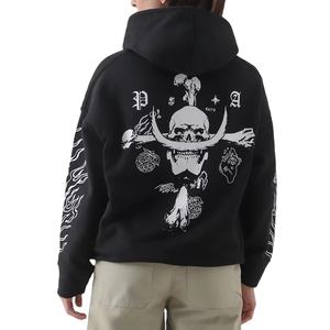 เสื้อฮู้ดดี้สตรีทแวร์ผ้าฝ้าย 100% คุณภาพสูง ลายหนวดขาว - เสื้อฮู้ดดี้โอเวอร์ไซส์ทรงครอปแบบ unisex  แบบสวมหัว - Product Image 3