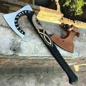 Hacha tomahawk de acero inoxidable, mango de fresno envuelto en cuero, mango de palisandro, hacha de supervivencia, hacha hecha a mano para hombres - Product Image 3