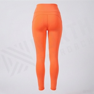 High Waist <b>Orange</b> <b>Leggings</b> Full Length Seamless Stretch Breathable Sporty Women's Yoga Pants Tummy Control Shapewear - Product Image 2