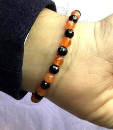 Bracelet naturel pour la Saint-Valentin, multicolore, en cornaline + bracelet en perles de spinelle noire, pour la fabrication de bijoux fins - Product Image 4
