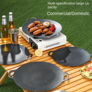 Non Stick Cast Iron <b>BBQ</b> Grill Pan Round Griddle Plate Multifunctional Baking <b>Tray</b> for Outdoor Camping and Home Barbecue - Product Image 3