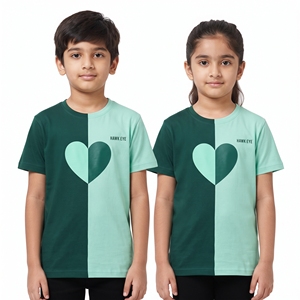 Kids Split Tone <b>Heart</b> Print Leisure Tops Crew Neck Short Sleeve <b>T</b> <b>Shirts</b> Unisex Children Casual Fashion Wholesale Supplier - Product Image 5