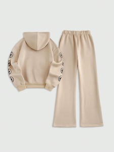 Ensemble de survêtement unisexe décontracté respirant à capuche avec logo personnalisé, deux pièces, pour le jogging - Product Image 2