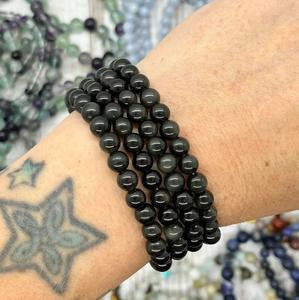 Chakralume Natural Black Obsidian <b>Beaded</b> <b>Bracelet</b> for Healing Reiki Energy Unisex Gift Jewelry 8mm - Product Image 2