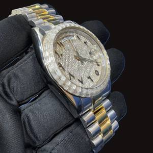 Best Personalized Bling <b>Iced</b> <b>Out</b> <b>Watch</b> Stainless Steel VVS1 Moissanite Diamond Arabic Numerals Two Tone Luxury Wristwatch - Product Image 3