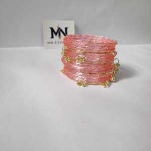 Pulseras rosas de cristal estilo Jhumki de Cachemira, juego de pulseras para novias, bodas y fiestas, precio mayorista premium, artesanía en cristal. - Product Image 4