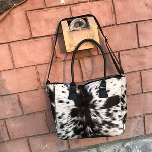 Bolsos de mano de lujo para mujer, hechos a mano con cuero auténtico de vaca, diseño de piel con pelo, bolso de cuero con pelo de vaca. - Product Image 3
