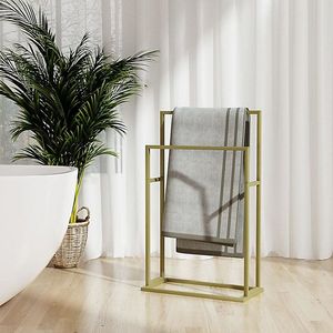Elegante Toallero de Metal Cromado con Doble Marco, Soporte Independiente para Baño, Organizador Minimalista, Estructura Duradera y Estilosa - Product Image 3