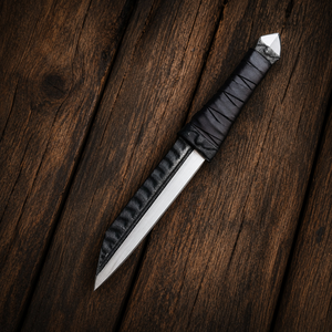 Couteau Viking Seax forgé à la main, lame en acier à haute teneur en carbone avec manche gainé de cuir, étui en cuir véritable, Bushcraft - Product Image 2