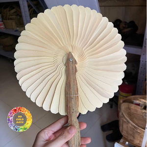 Éventail en bambou avec doublure en bambou, peint à la main, artisanat écologique, style bohème, décoration traditionnelle pour la maison, mariage, nouvel an, fêtes - Product Image 5