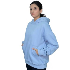 Sweat-shirts à capuche en polyester et coton imprimé pour femmes, bleu ciel pur, décontracté, coupe ample, manches longues, confortable et tendance - Product Image 5