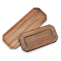 Plateau de service en bois d'acacia naturel Assiettes de service rectangulaires en bois pour dessert charcuterie apéritif biscuit plateau de présentation des aliments