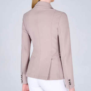 <b>Equestrian</b> Show Jacket Women's Riding Attire Beige Three-Button Blazer with Zip Pockets for Show Jumping Competition Wear - Product Image 3
