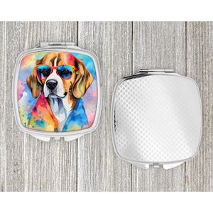 Espejo de maquillaje de mano plegable compacto Beagle Hippie Dawg, espejo decorativo de viaje portátil para mujeres y niñas, Ideas de regalo de bolsillo - Product Image 4