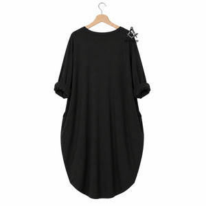 Vestido Largo Negro de Algodón para Mujer con Bordado de la Hermandad Griega Delta Sigma, Regalia Masónica Herencia |   Sorority Bordada para Damas - Product Image 3