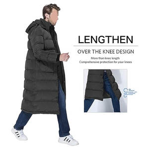 Manteau d'hiver chaud pour homme, veste matelassée compressible pour homme, manteau long avec capuche, vêtements d'extérieur isolés pour temps froid - Product Image 3