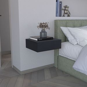 Modern 5"H <b>Floating</b> Nightstand Black Wall Mounted Bedside Shelf with Drawer Contemporary <b>Floating</b> Nightstand with Drawer - Product Image 1