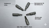 Embouts de tournevis forgés PH2 de 25 mm (1/4H) pour cloisons sèches, OEM, sablés, à pointe magnétique, pour bricolage