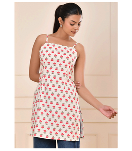 Corsé vintage de moda con tirantes finos, Kurti regular para mujer, de tela de algodón, ligero, cómodo, de secado rápido, top de verano para fiesta o uso casual. - Product Image 3