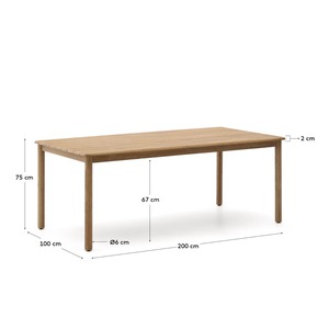 Table à manger moderne en teck massif – Plateau à lattes minimaliste, table en bois durable pour intérieur et extérieur, idéale pour les espaces contemporains - Product Image 6