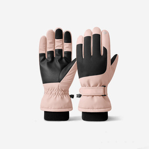 Guantes de esquí con dedos completos, color negro, gris, cuero PU, aislamiento térmico, cierre de gancho y bucle, unisex, para invierno y exteriores - Product Image 4