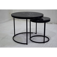 Table basse moderne de luxe en granit indien noir et marbre avec base en fer petit design traditionnel vente à chaud avec ensemble inclus