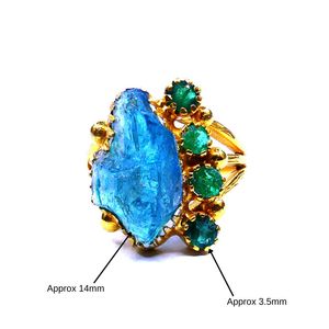Party Wear 925 Sterling <b>Silver</b> Gold Plated Jewelry Apatite <b>Emerald</b> Gemstone Women Wear Fashionable <b>Ring</b> - Product Image 5