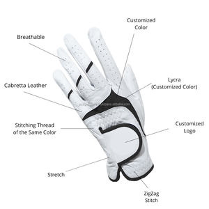 Guantes de golf para zurdos personalizados para hombres y mujeres de alta calidad transpirable cuero genuino Spandex Cabretta Material deportes - Product Image 4