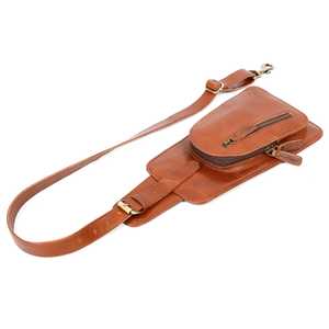 Men's Brown Genuine <b>Leather</b> Fashion Sling <b>Bag</b> Classic Style Zipper Closure Durable Daily Use Outdoor Activities <b>Soft</b> - Product Image 5